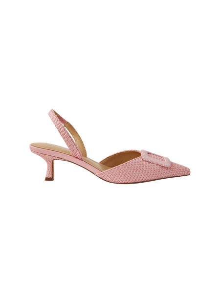 Straw Pointy Toe Buckle Slingback Pumps | Ann Taylor