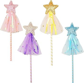 Glitter Princess Wand Kit Star Wands Fairy Magic Dress-up Wand Girls Fairy Wand for Girl's Prince... | Amazon (US)