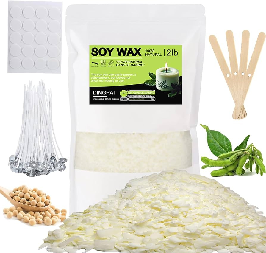 DINGPAI Natural Soy Wax for Candle Making, 2lb Organic Soy Wax Flakes | Amazon (US)