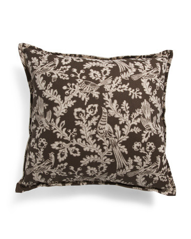22x22 Floral Bird Print Pillow | Polyester/Cotton | Marshalls