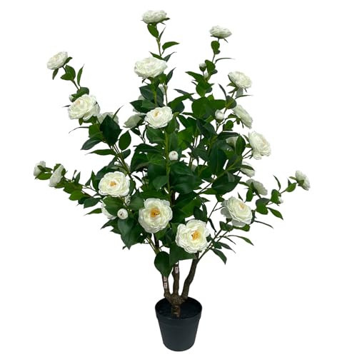 3.3ft Artificial Camellia Tree in Pot with White Flowers – Faux Camellia Plant for Indoor & Outdoor Home Décor, Front Door Decoration | Amazon (US)