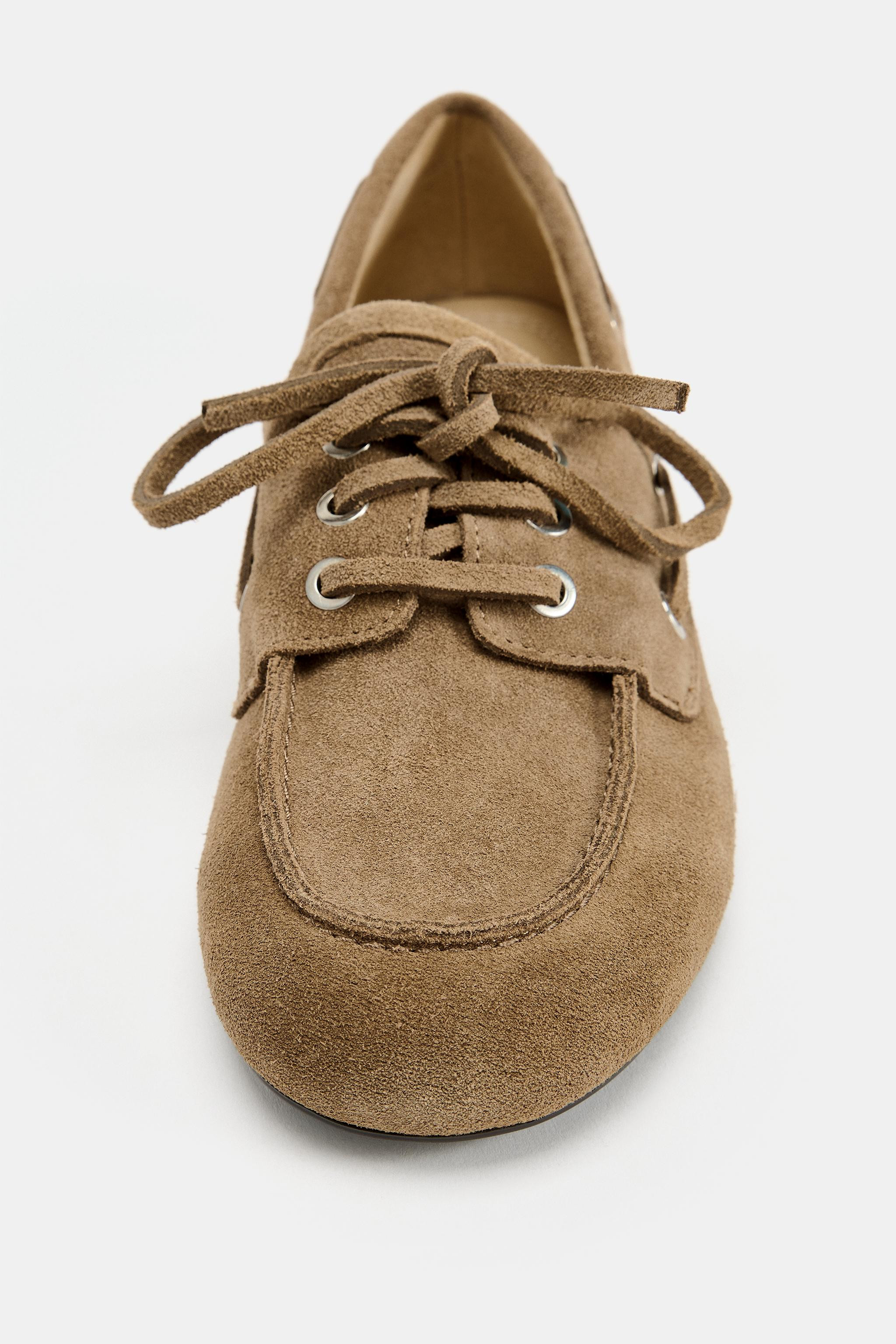 SPLIT SUEDE DECK LOAFERS | Zara US