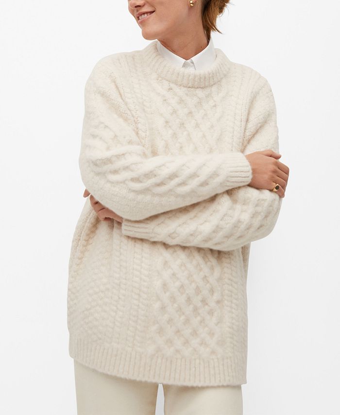MANGO Women's Contrasting Knit Long Sweater & Reviews - Women - Macy's | Macys (US)