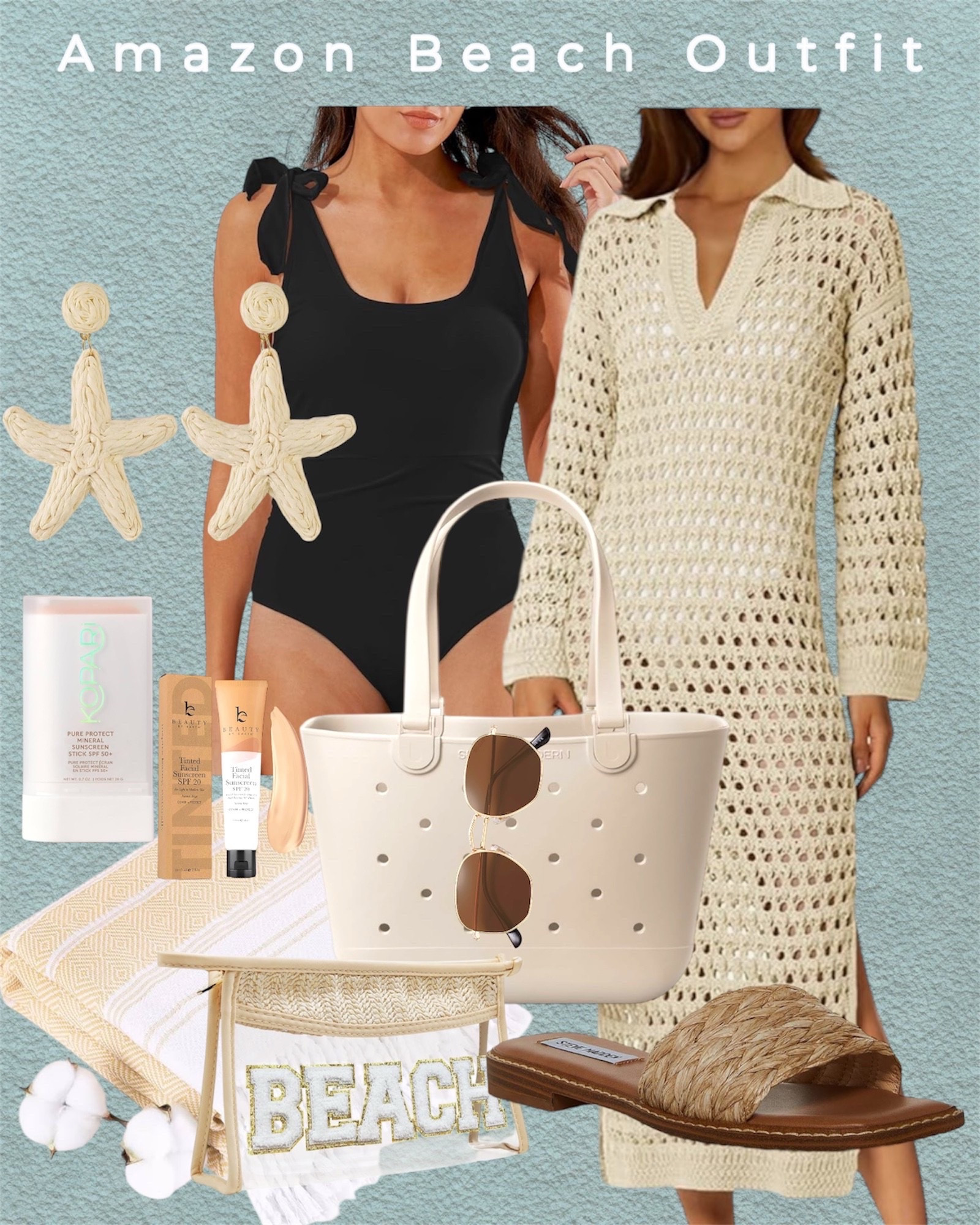 Amazon beach vacation outfit idea. 





Beach vacay, resort wear, one piece swim, swimsuit, crochet coverup, vacay vibes, beach vibes, beach essentials #LTKShoeCrush #LTKItBag 

#LTKSwim #LTKSeasonal #LTKTravel #LTKootd