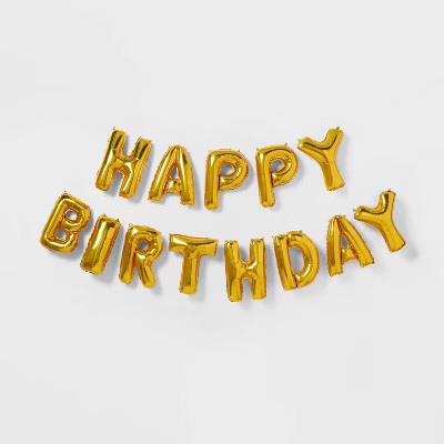 'Happy Birthday' Foil Balloon Banner Gold - Spritz™ | Target