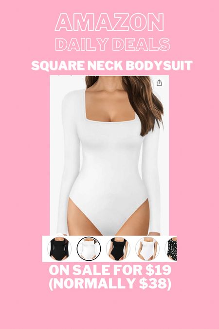 Amazon square neck bodysuit on major sale for only $19! 

#LTKsalealert #LTKSeasonal #LTKunder50