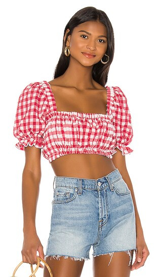 Marcela Bikini Top in Red Gingham | Revolve Clothing (Global)
