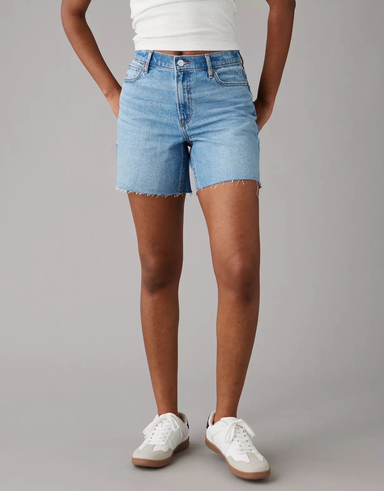 AE Strigid Super High-Waisted 6" Relaxed Denim Short | American Eagle Outfitters (US & CA)