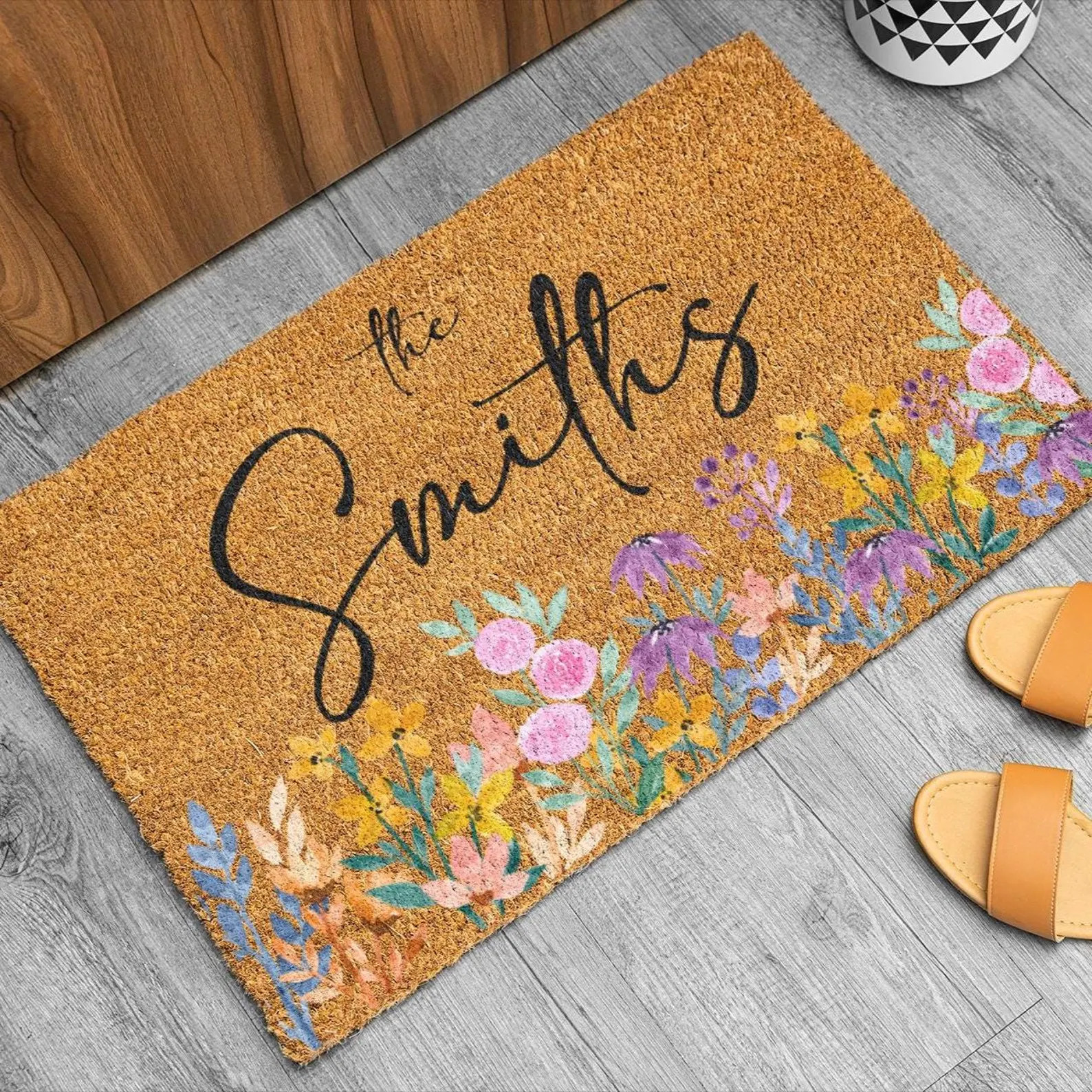 Personalized Floral Doormat, Custom Door Mat, Personalized Welcome Mat, Floral Door Mat, Last Nam... | Etsy (US)