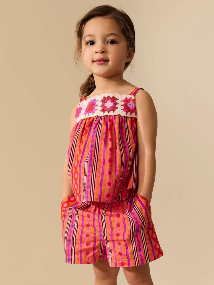 Multi Stripe Crochet Top And Short Set (3mths-7yrs) | Next US
