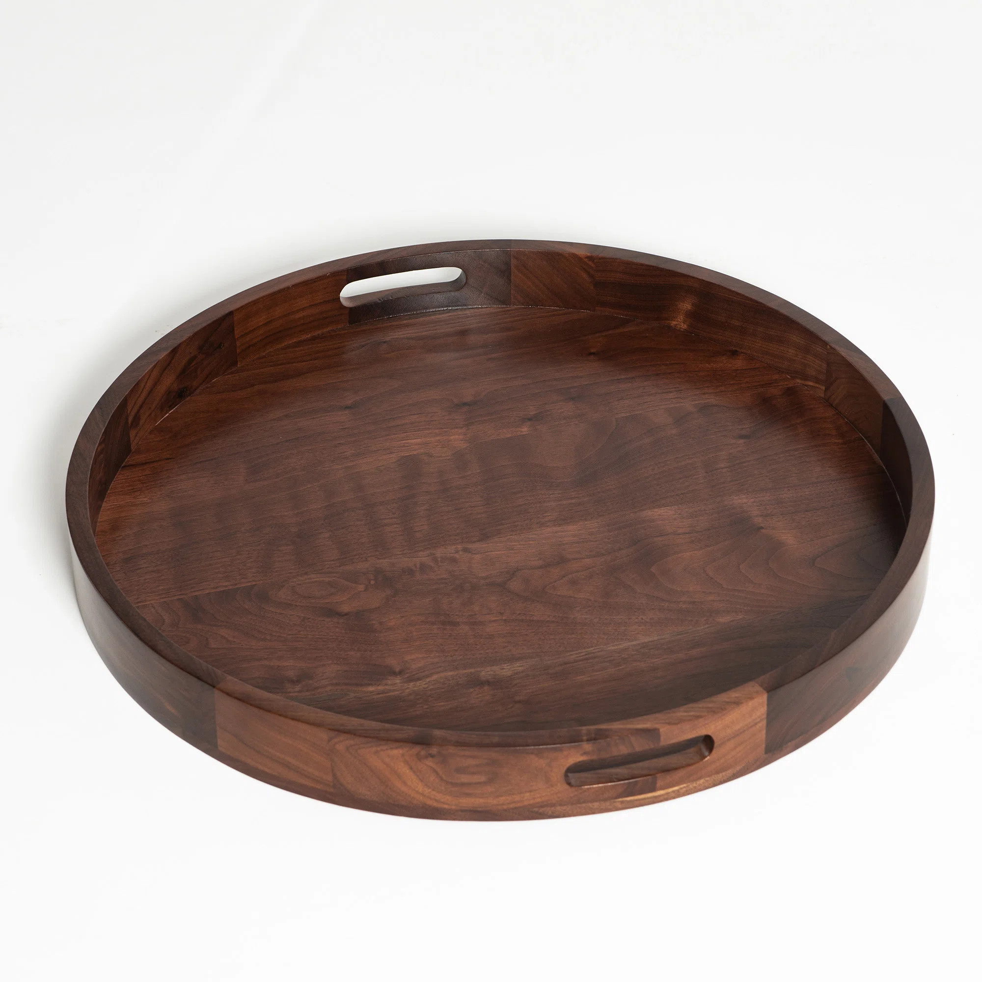 Loon Peak® Arooj Round Black Walnut Solid Wood Serving Tray Ottoman Tray & Reviews | Wayfair | Wayfair North America