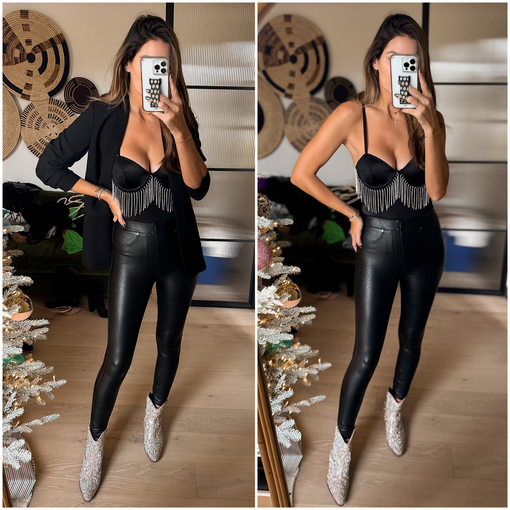 Rhinestone bodysuit. Concert look. Nashville look. Vegas look. Faux leather pants. Sparkle booties. Western style. 
(Medium bodysuit, small pants) 

#LTKsalealert #LTKunder100 #LTKstyletip