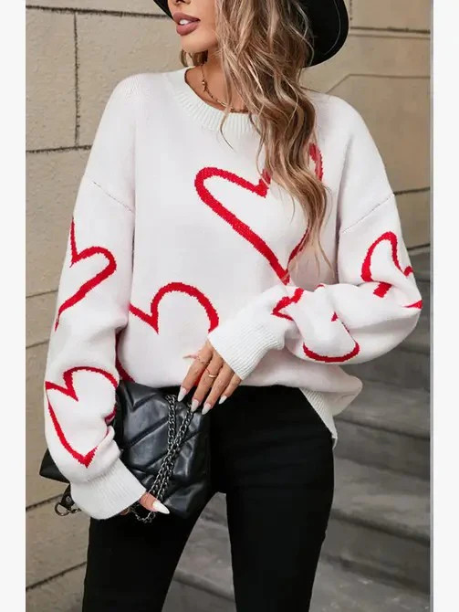 Heart Sweater white / S | Casual Chic Boutique