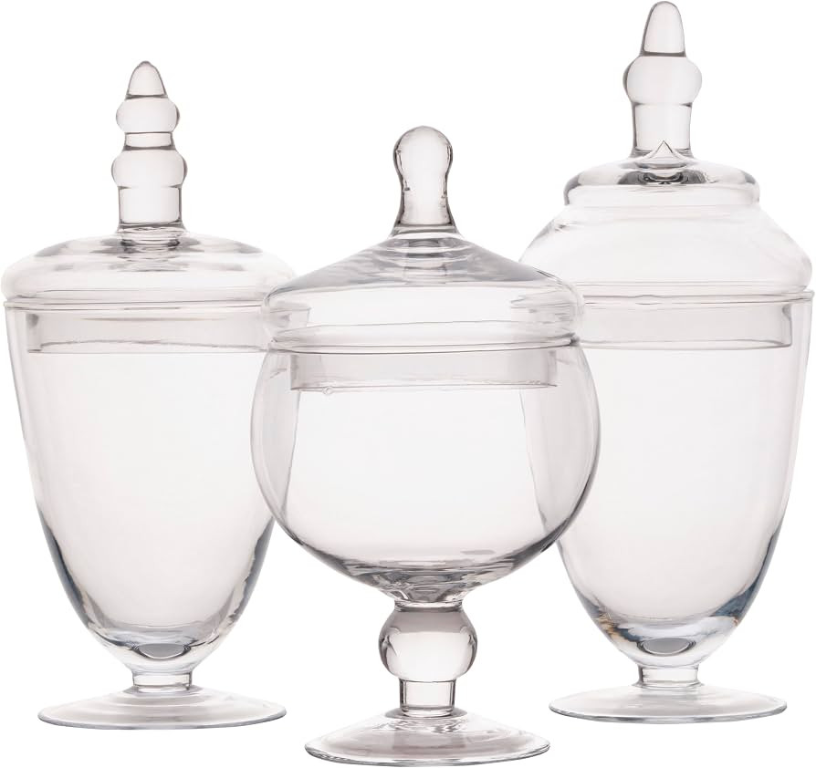 Elements Clear Glass Apothecary Jars with Lids, Set of 3 - Decorative Storage Jars for Home, Kitc... | Amazon (US)