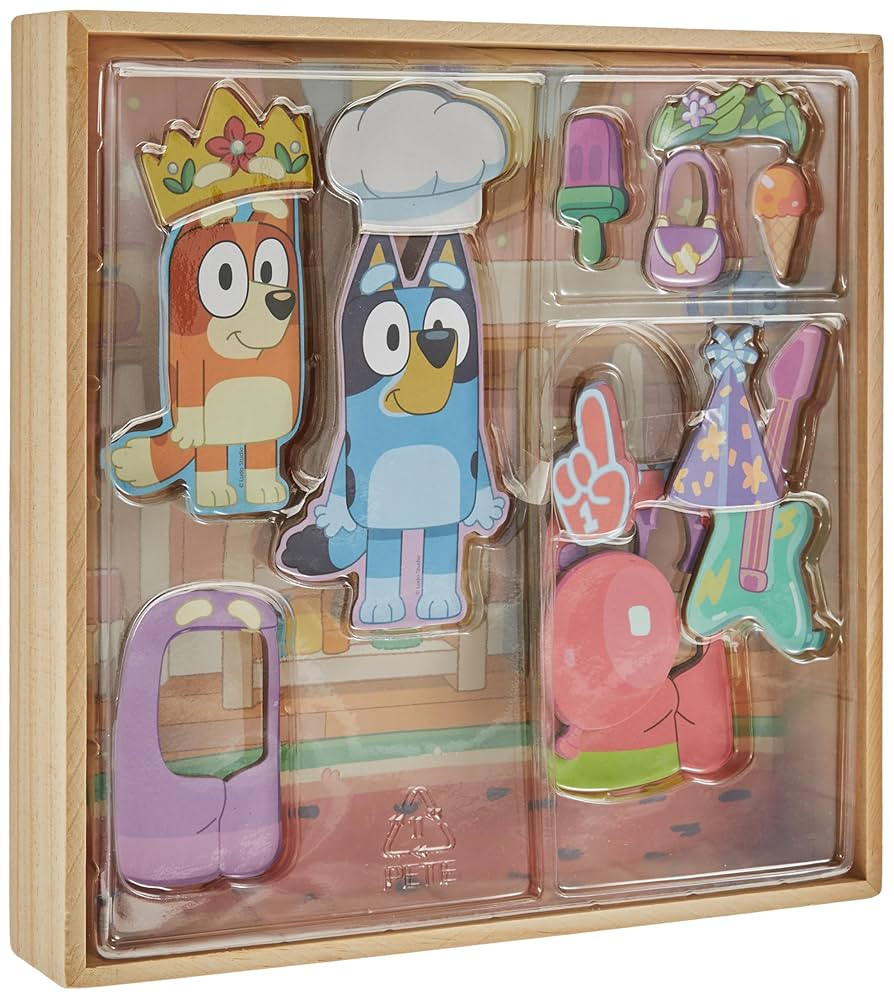 Horizon Group USA Bluey Magnetic Wooden Playhouse, 18 Piece Activity Set, Includes 2 Wooden Dolls... | Amazon (US)