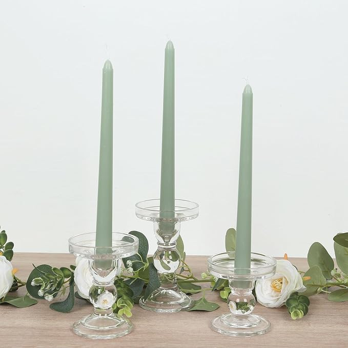 Efavormart 12 Pack Sage Green Premium Wax Taper Candles, Unscented Candles - 10" | Amazon (US)