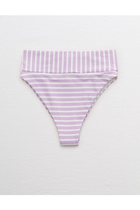 Aerie Ribbed High Cut Cheeky Bikini Bottom | American Eagle Outfitters (US & CA)