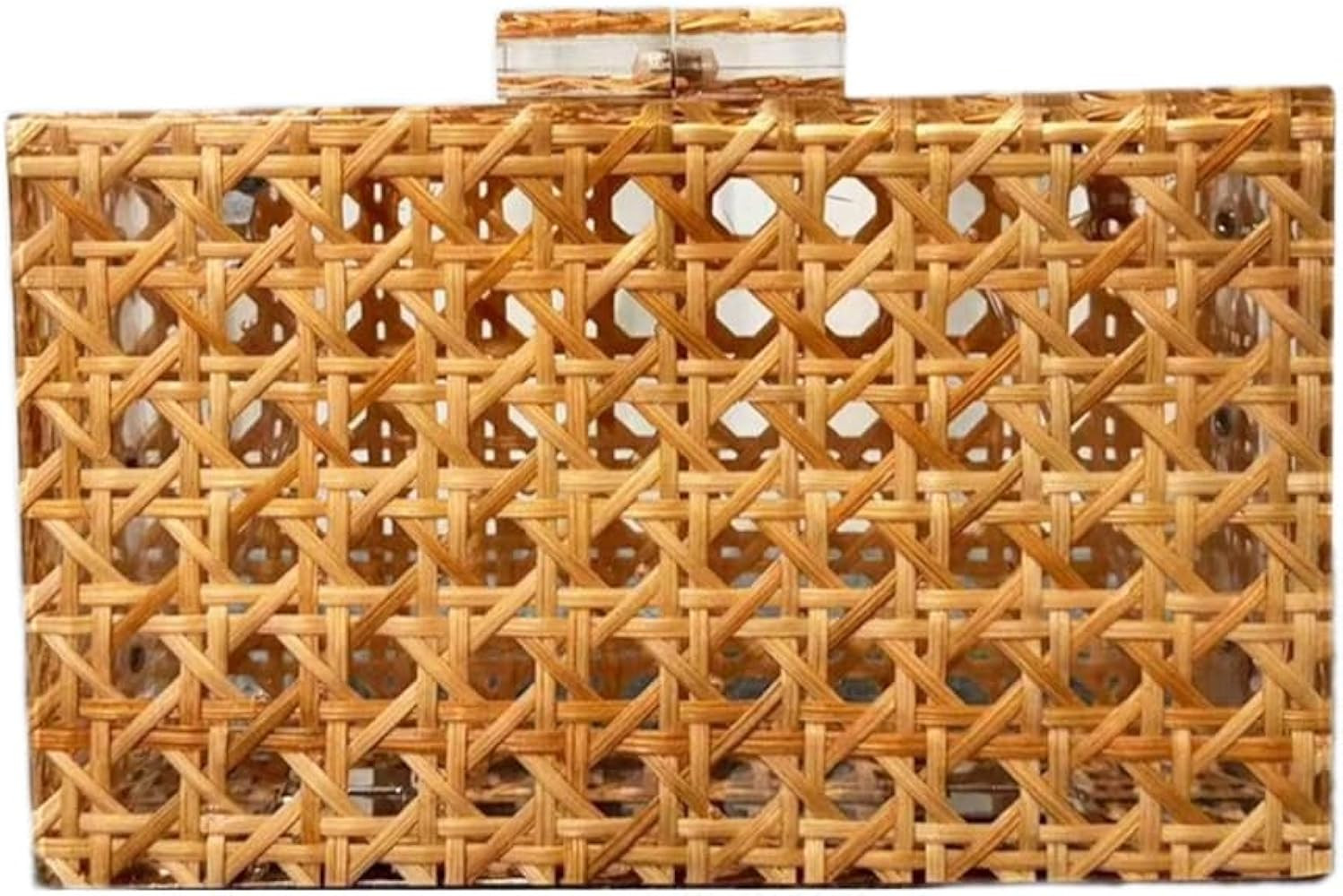 Women Acrylic Bag Rattan Clutch Purse Woven Bag Square Box Crossbody Handbag Shoulder Bag Summer ... | Amazon (US)