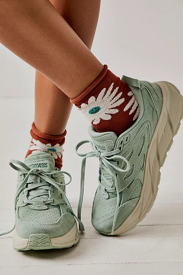 Hoka Clifton L Suede Sneakers by HOKA at Free People, Smoke Green / Celadon Tint, US 9.5 M | Free People (Global - UK&FR Excluded)