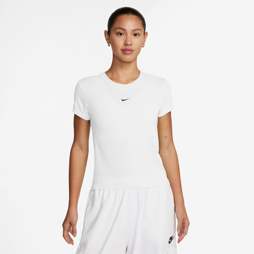 Nike Womens Nike Chill Knit Crop T-Shirt - Womens White/Black Size S | Foot Locker (US)