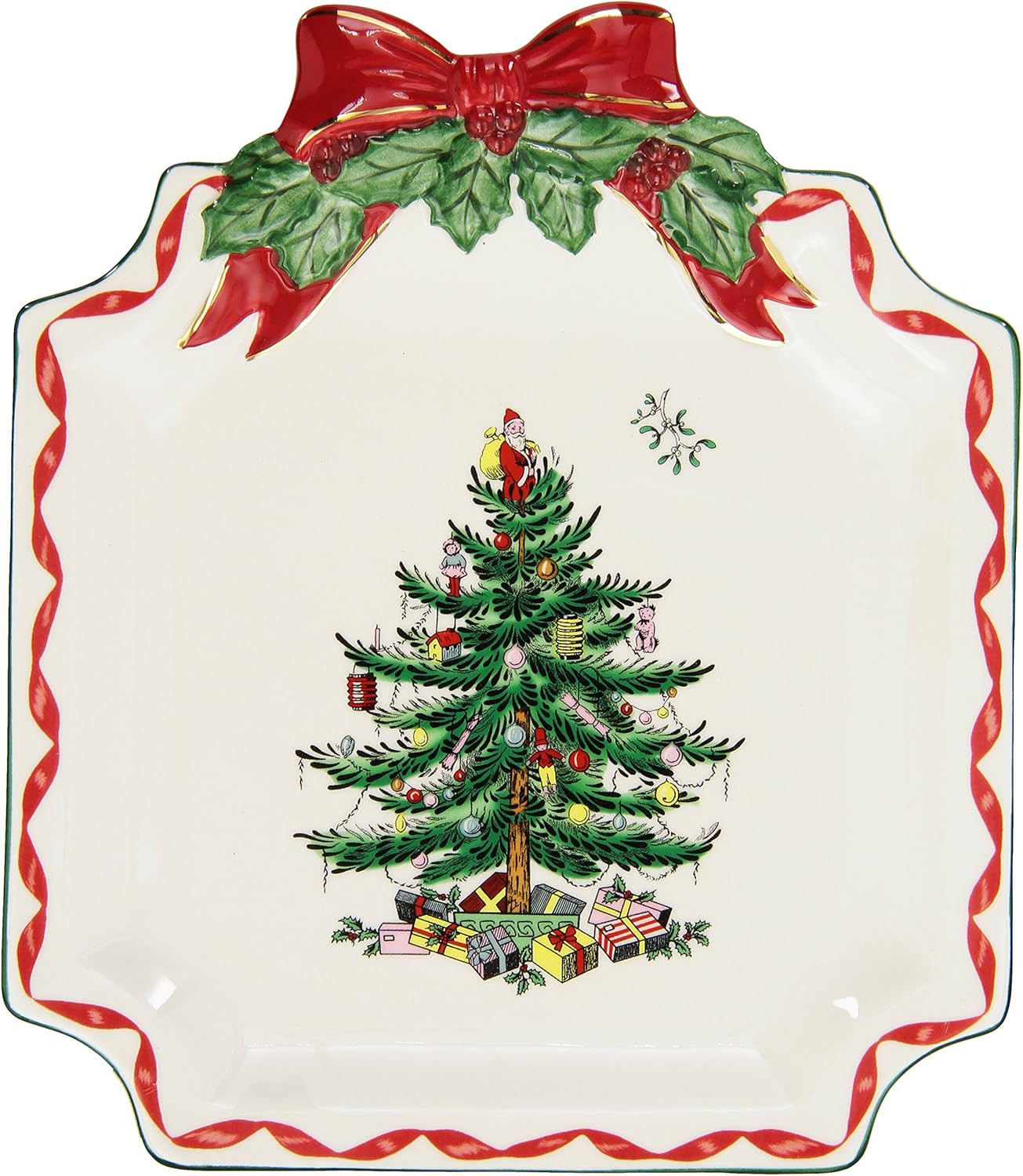Spode Christmas Tree Ribbons Canape Plate - 6.5-Inch Holiday Serving Plate for Desserts, Appetize... | Amazon (US)