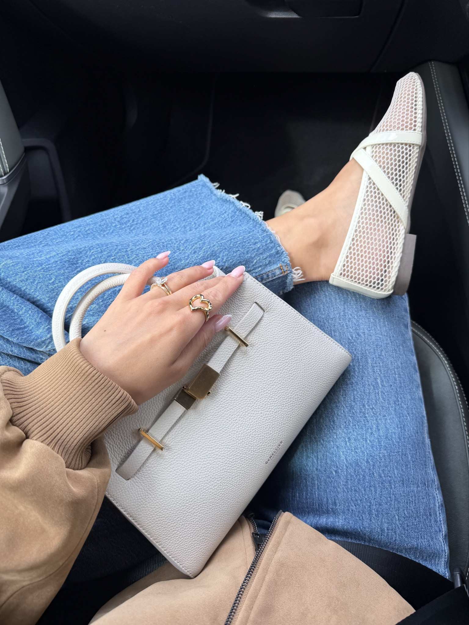 Sunny spring day OOTD 🤍 white mesh ballet flats and mini handbag to brighten a suede jacket and blue jean moment

#LTKspring #LTKstyletip #LTKbag
