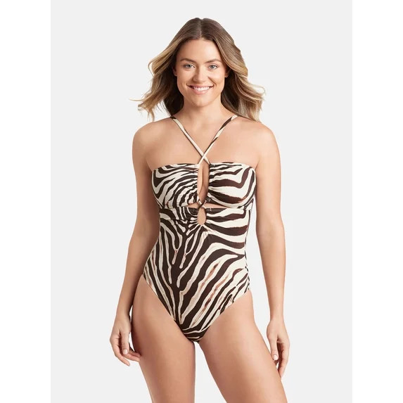 Sofia by Sofia Vergara Women's and Women's Plus Keyhole Bandeau One Piece Swimsuit | Walmart (US)