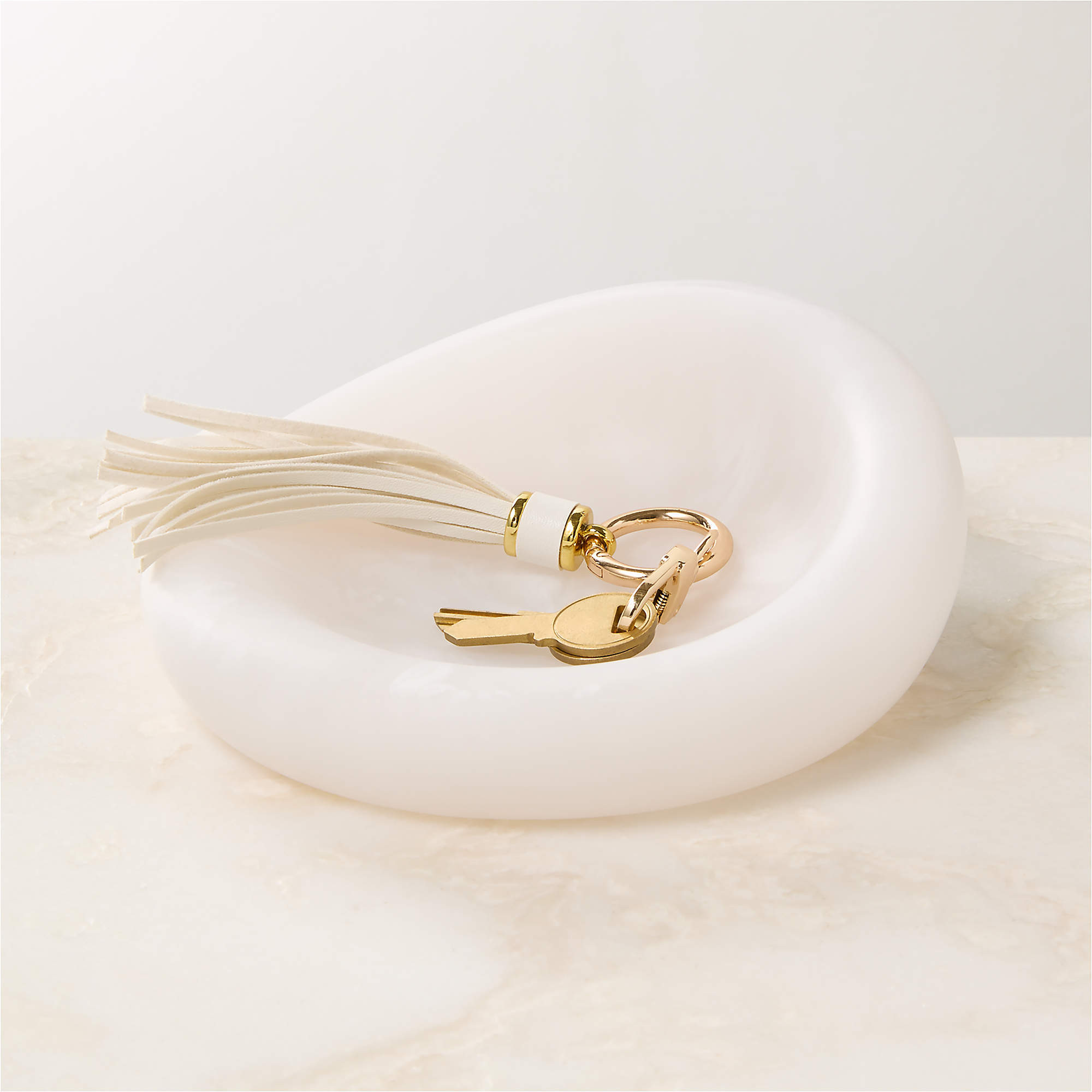 Anya White Swirled Resin Catchall Dish + Reviews | CB2 | CB2