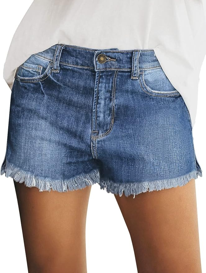 Utyful Women's Casual Summer Ripped Washed Distressed Stretch Denim Jean Shorts | Amazon (US)