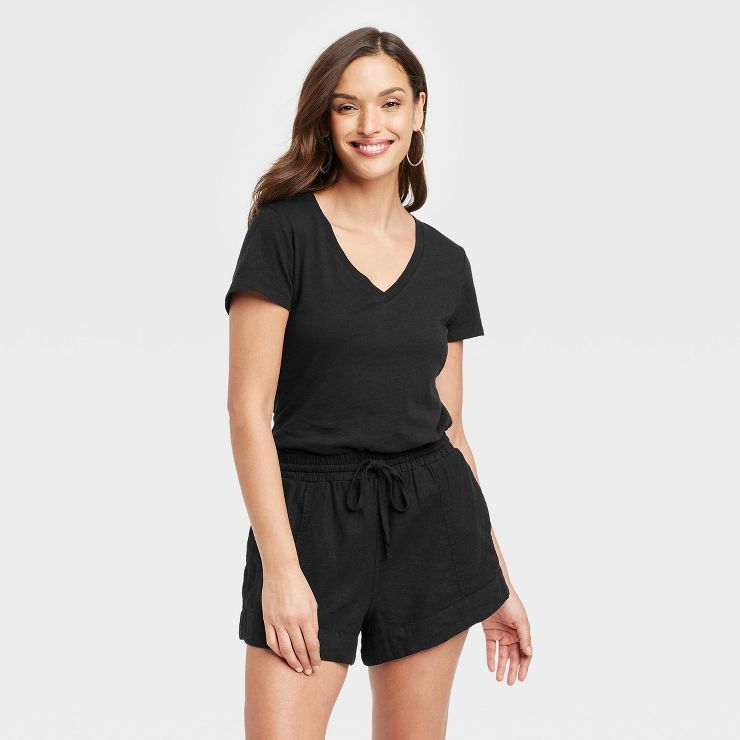 Women's Fitted V-Neck Short-Sleeve T-Shirt - Universal Thread™ | Target