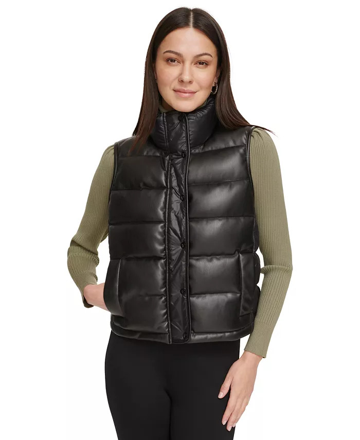 DKNY Women's Sleeveless Stand-Collar Puffer Vest - Macy's | Macy's