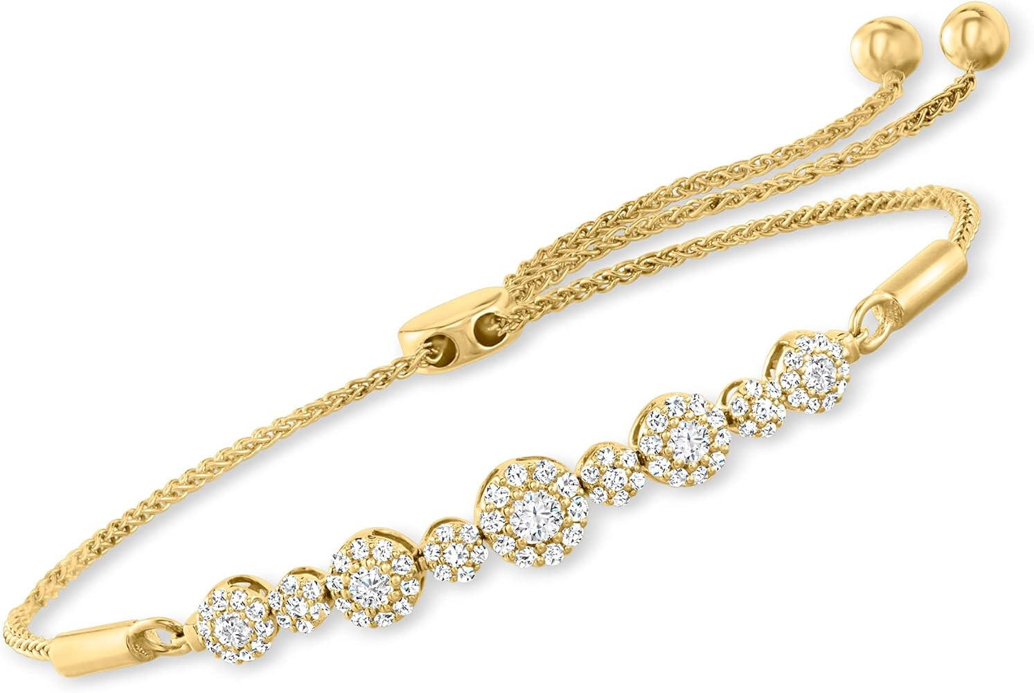 Ross-Simons 0.60 ct. t.w. Diamond Cluster Bolo Bracelet in 14kt Yellow Gold | Amazon (US)