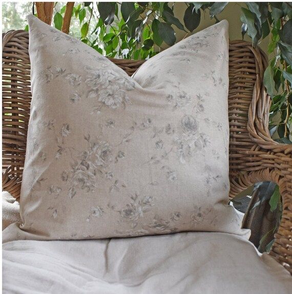 Add an elegant french country touch to your home with this neutral floral pillow cover in shades ... | Etsy (US)