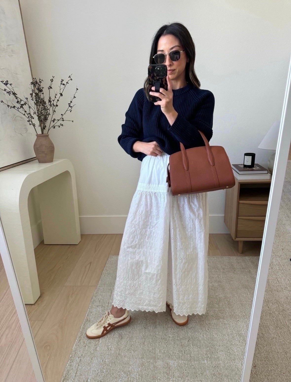 Spring outfit idea. 

Quince sweater medium. Runs small. 
Gap x DÔEN skirt xs
Onitsuka sneakers 4.5 men’s 
Parisa Wang bag (can the linked in ltk)
Le Spec sunglasses 

Spring style, spring outfits, petite style, purse, sneakers 



#LTKPetite #LTKShoeCrush #LTKItBag
