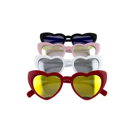 Heart Sunglasses - Cool 80s Retro Style Shades - Red, White, Pink, Black Frames | Walmart (US)