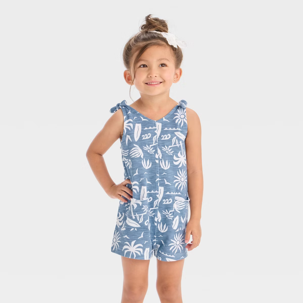 Grayson Mini Toddler Girls' Palm Jumpsuit - Blue | Target