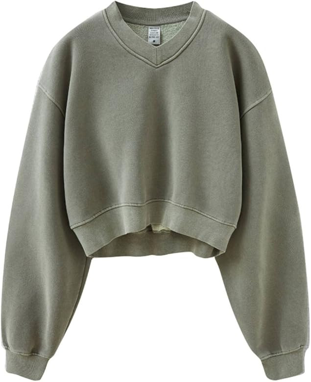 Sweatshirt for Women Acid Wash Athletic Hoodie Heritage Fleece V-neck Long Sleeve Hoodie Fleece W... | Amazon (US)