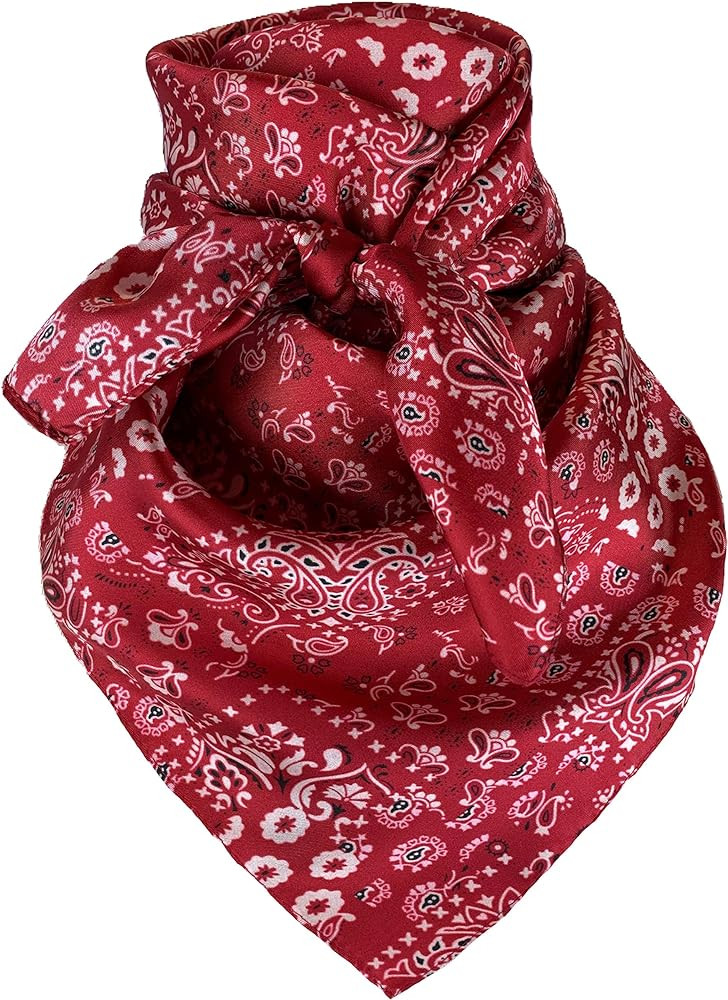 Austin Accent Cowboy Bandana 100% Silk Scarf Wild Rag 34 Inch Multiple Colors | Amazon (US)