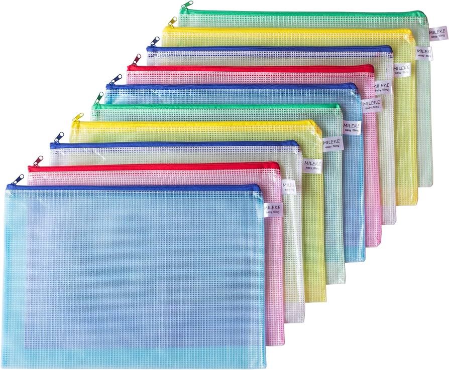 MILEKE Waterproof A4 Mesh Zipper Pouch, Office File Holders, Durable School Filing Envelopes, Con... | Amazon (CA)