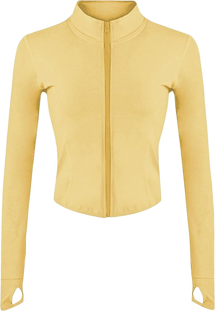 Lviefent Womens Lightweight Full Zip Running Track Jacket Workout Slim Fit Yoga Sportwear with Th... | Amazon (US)
