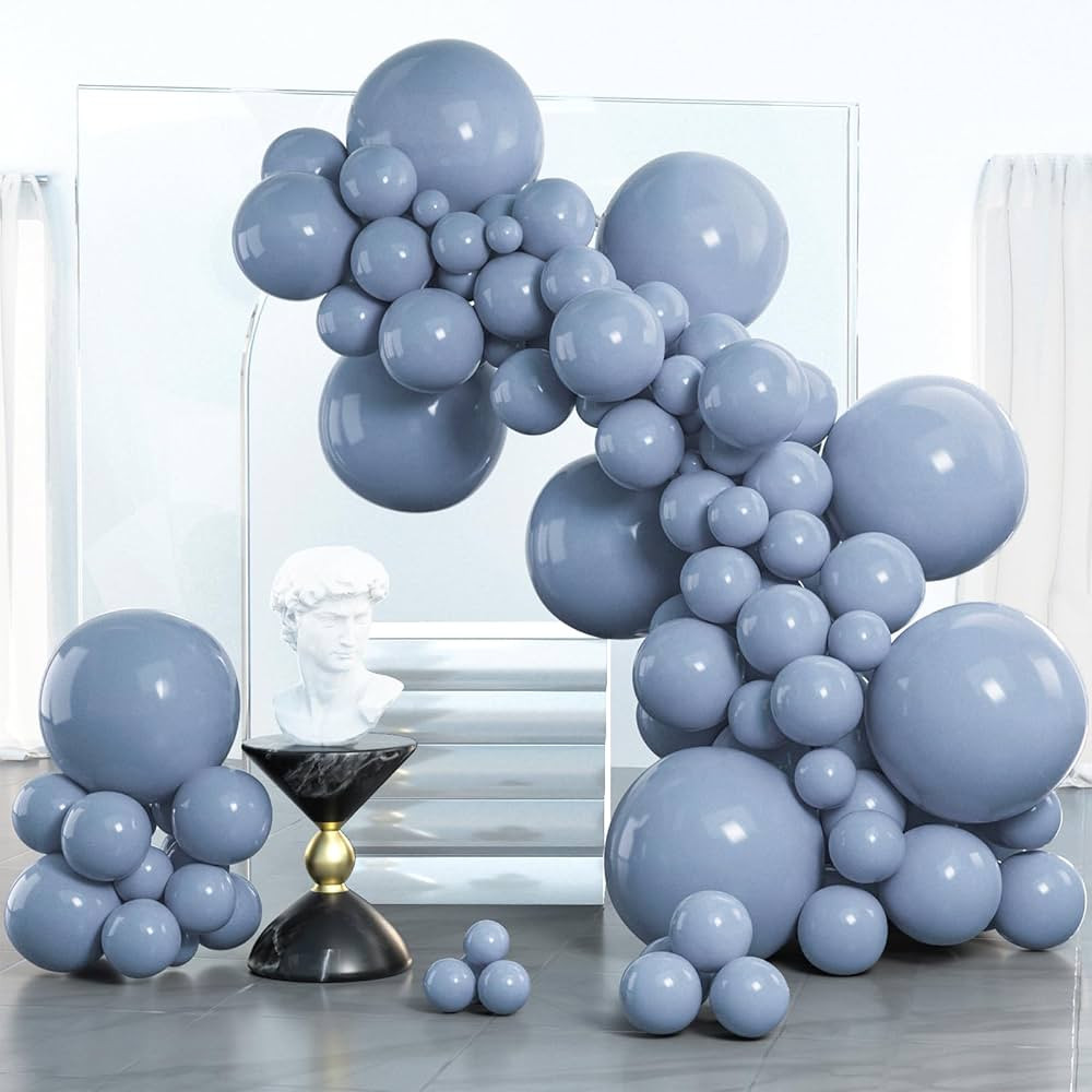 PartyWoo Dusty Blue Balloons, 100 pcs Purplish Boho Blue Balloons Different Sizes Pack of 18 Inch... | Amazon (US)