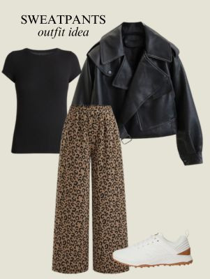 Leather jacket and sweatpants!