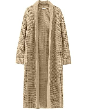 ANRABESS Women Knit Long Cardigan Long Sleeve Open Front Lapel Oversized Sweater Coat 2024 Fall D... | Amazon (US)