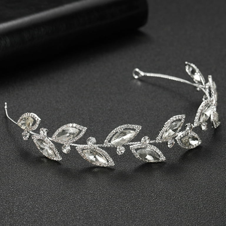 GARVALON Bride Wedding Headband 1Pack Cubic Zirconia Bridal Hair Vine Silver Flexible Strip | Walmart (US)