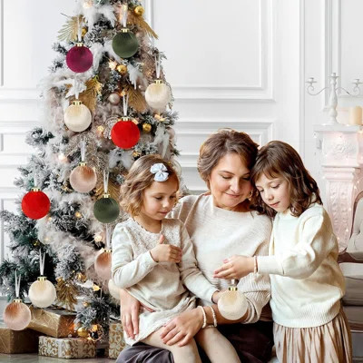 15 Pcs Velvet Christmas Ornaments Ball, 3.15" Christmas Tree Decorations Set, Shatterproof Hanging Xmas Ornaments Ball For Xmas Decor- Multicolor Red | Wayfair North America