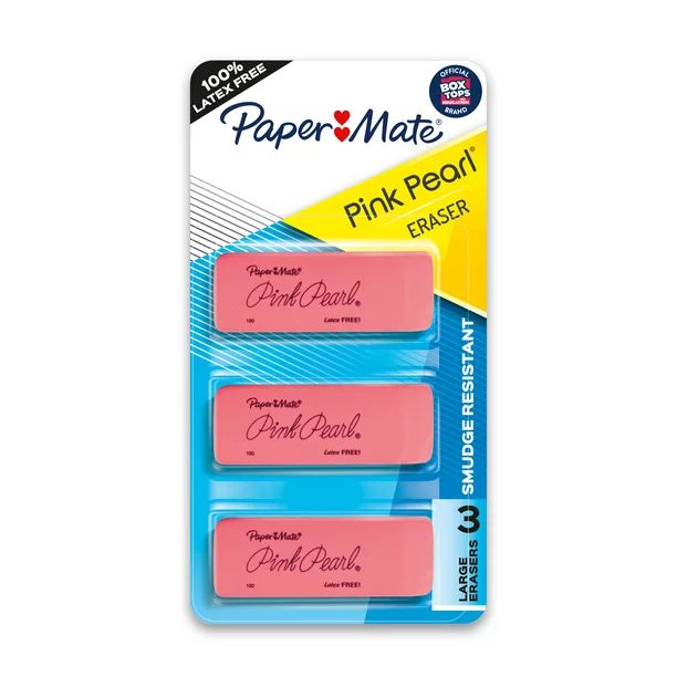 Paper Mate Pink Pearl Erasers, Large, 3 Count - Walmart.com | Walmart (US)