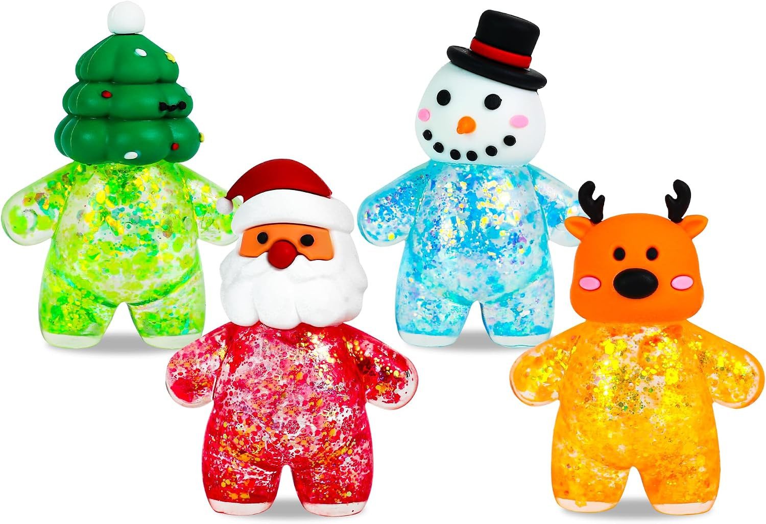 4Pack Christmas Squishy Set,Squishy Fidget Toys(Santa, Snowman, Deer, Tree) | Amazon (US)