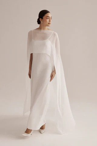 Amanda Uprichard Anastasia Cape Dress in Ivory - Size M | Amanda Uprichard