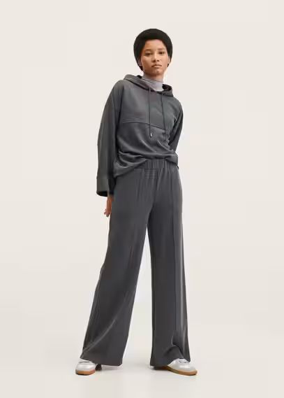 Wideleg trousers with elastic waist charcoal - Woman - 2XL - MANGO | MANGO (UK)