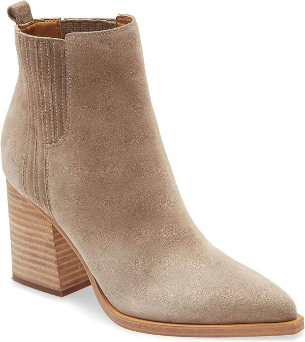 Coutgo Womens Ankle Boots Pointed Toe Chunky Heel Suede Dress Booties | Amazon (US)